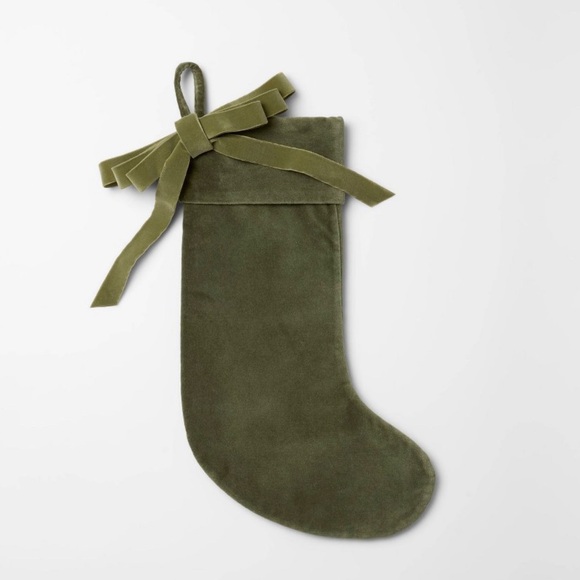 Velvet Bow Stocking Green - Threshold™ designed with Studio McGee - Picture 1 of 3